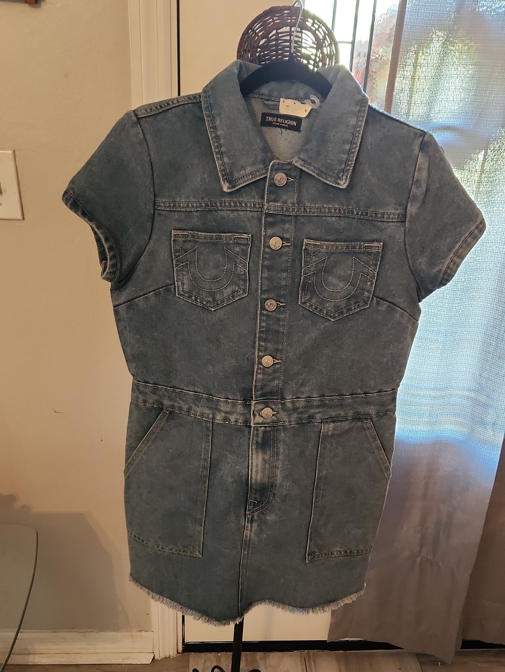True Religion Blue Washed Denim Jacket Dress